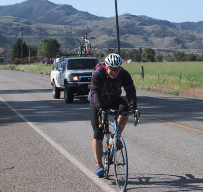 Visiting rider Mike Biswell tests out our 1000km